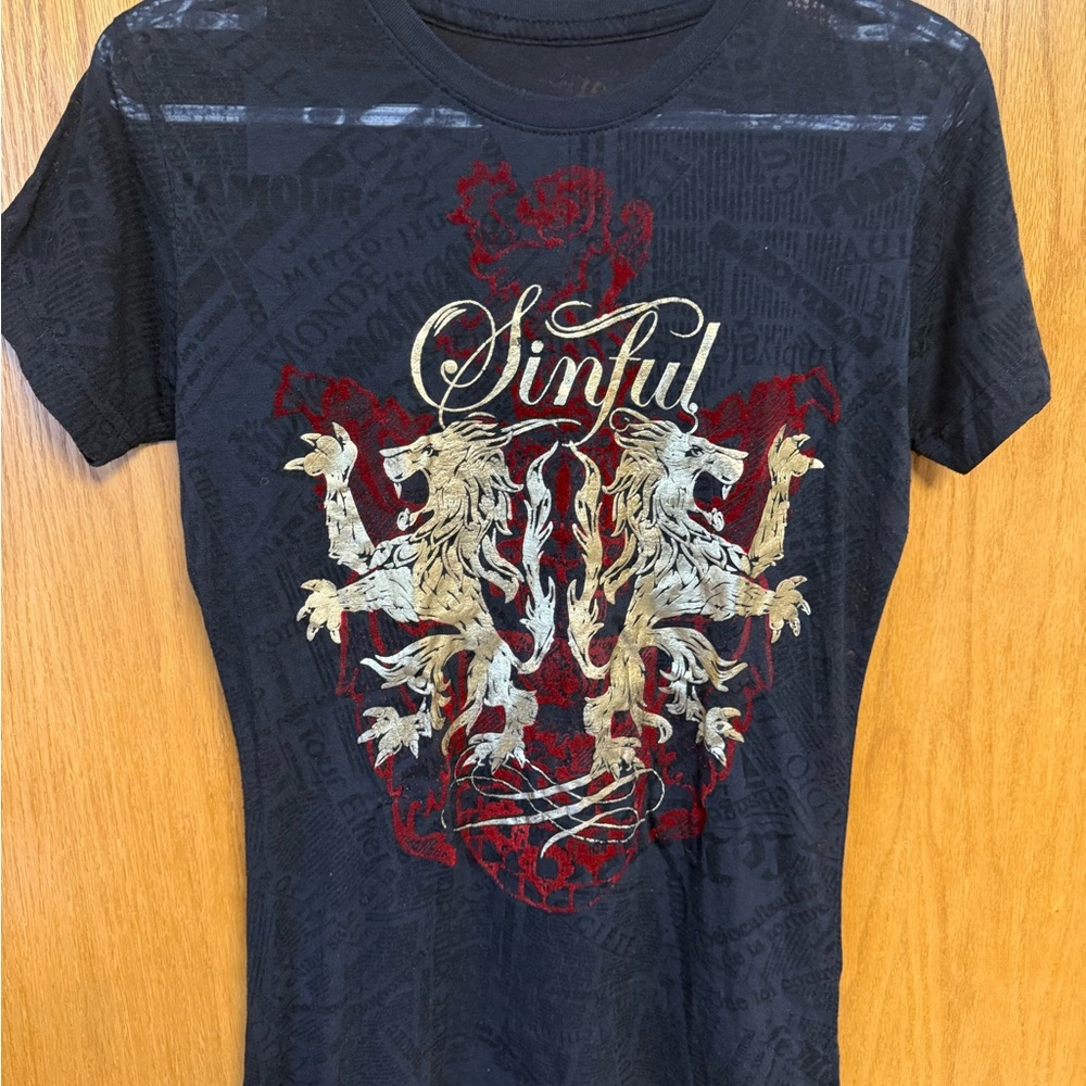 Sinful Black and Red Graphic Tee